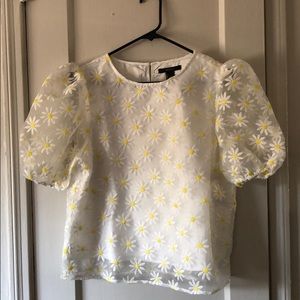 Forever 21 Puff Sleeve Daisy Top